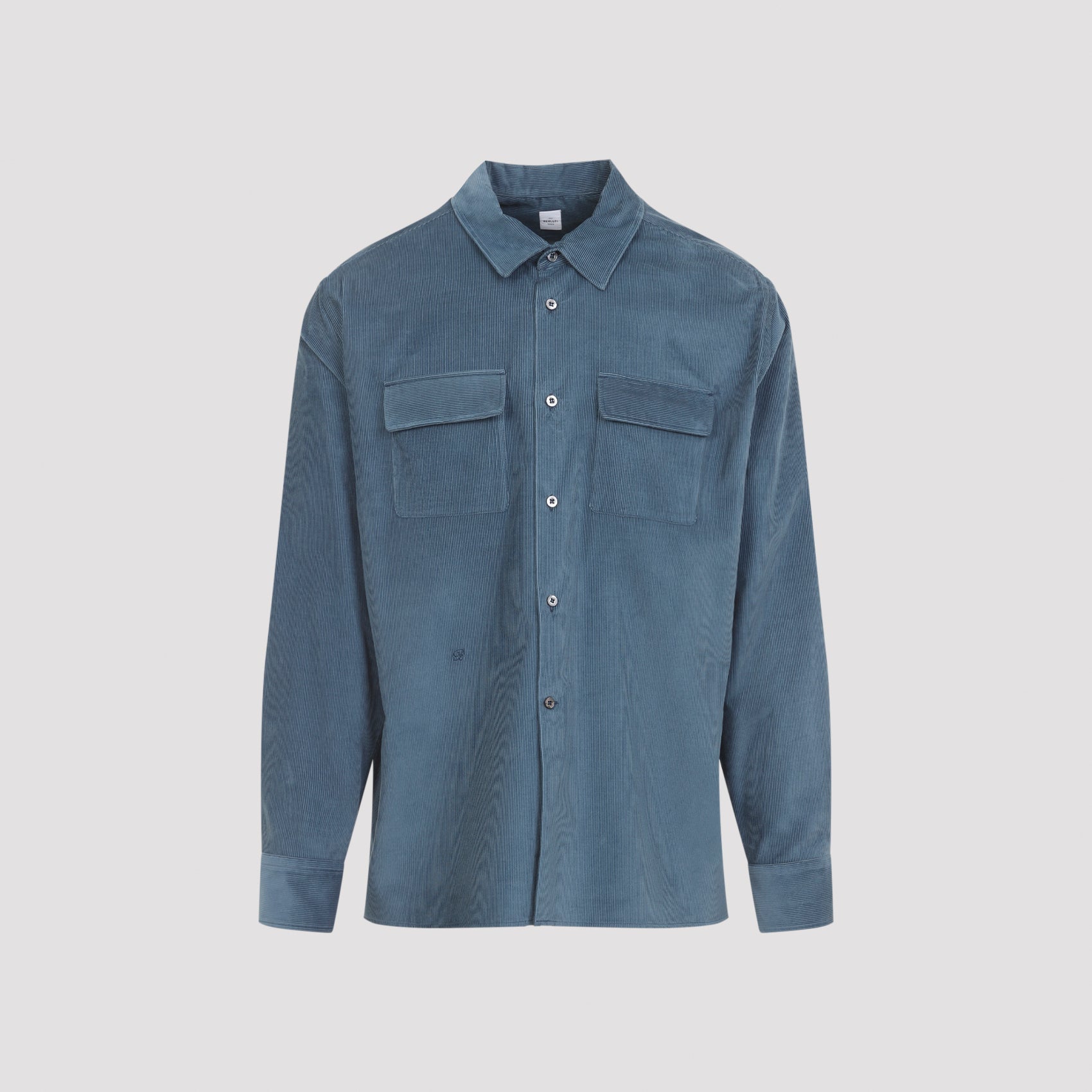 BERLUTI Men's Cotton Corduroy Shirt with Monogram and Flap Pockets