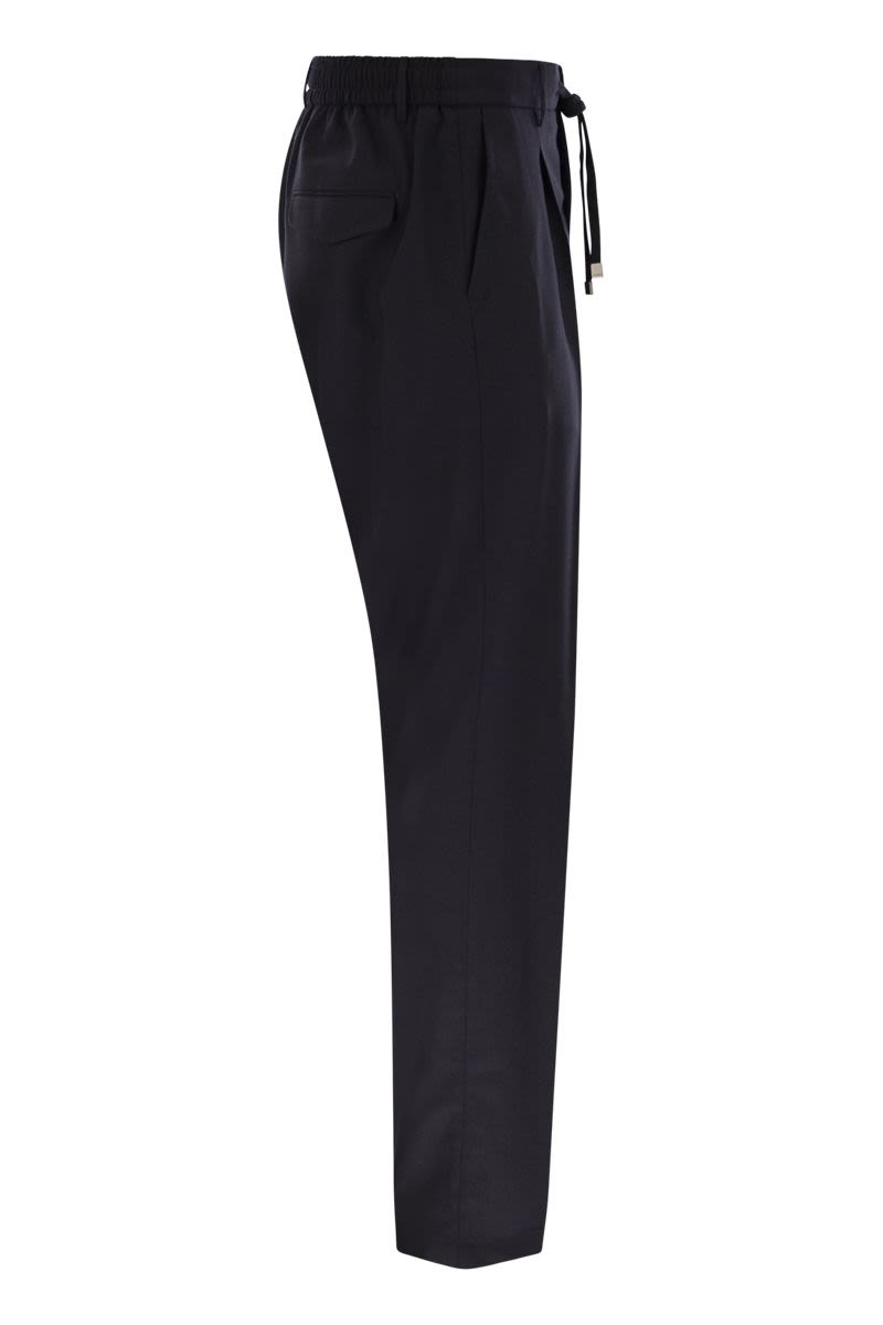 PESERICO Men's Virgin Wool Trousers with Drawstring Waist