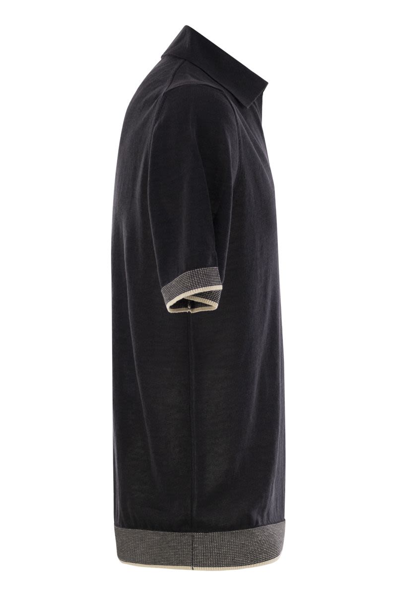 PESERICO Men's Polo Shirt in Linen and Cotton Yarn