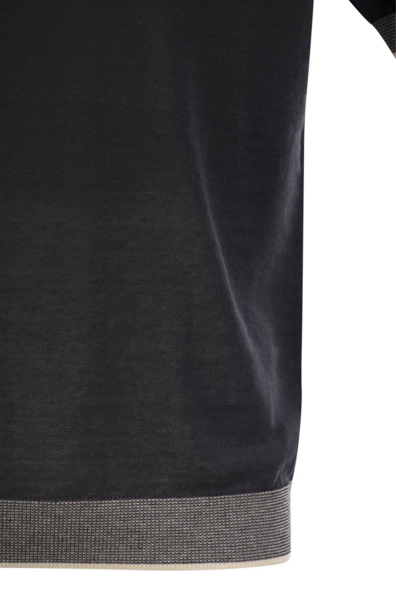 PESERICO Men's Polo Shirt in Linen and Cotton Yarn