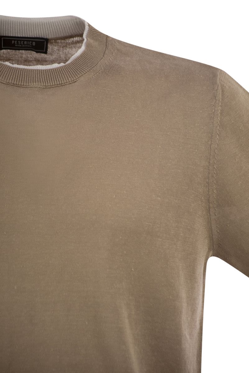 PESERICO Linen and Cotton Blend T-Shirt for Men - Regular Fit