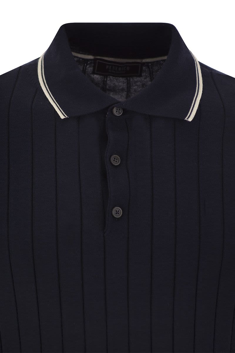 PESERICO Sophisticated Polo Shirt in Pure Cotton Crepe Yarn for Men