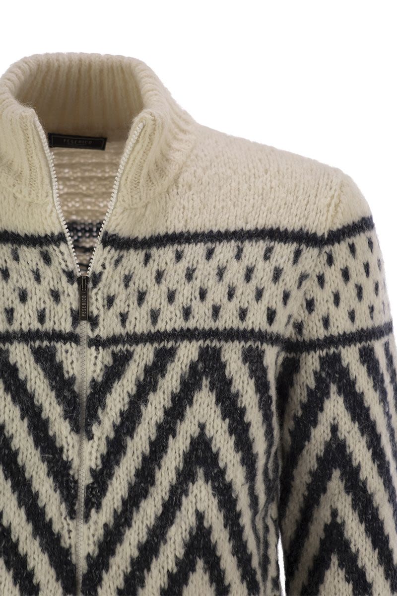 PESERICO Alpaca and Cotton Yarn T-Shirt with High Collar - Fall/Winter 2025