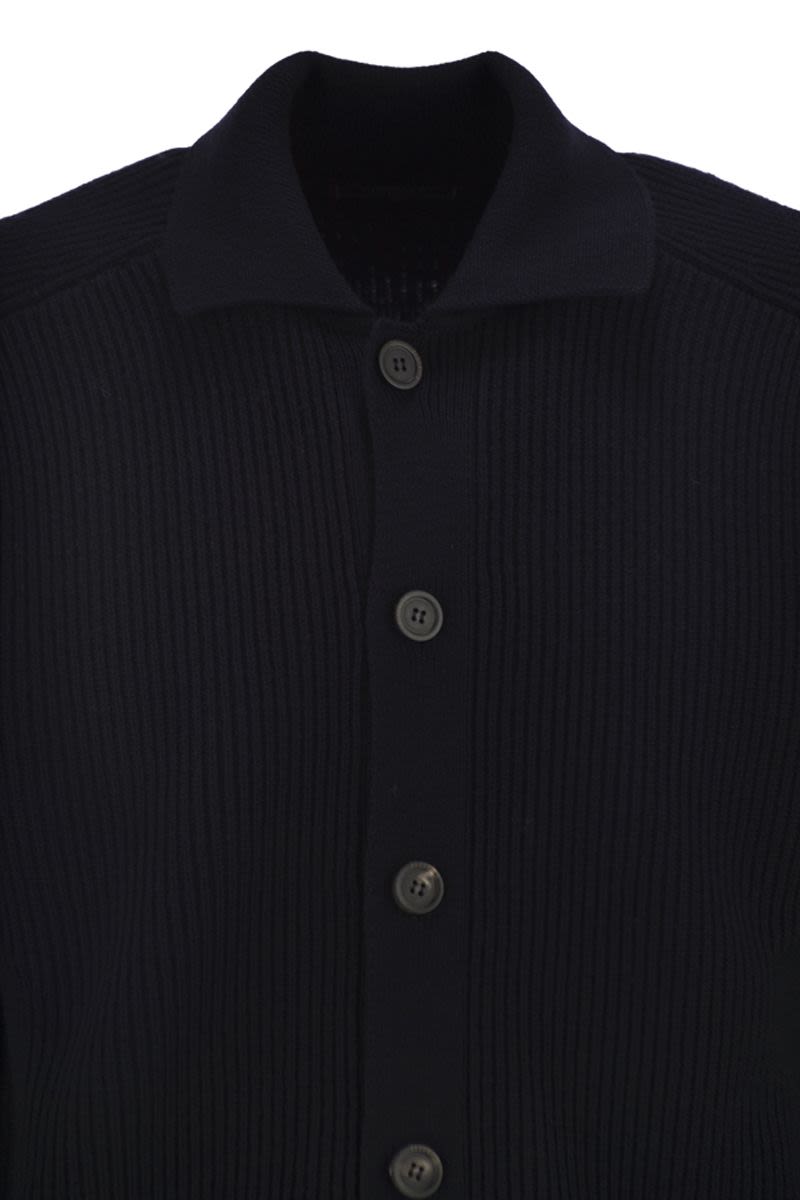 PESERICO English Ribbed Wool Cardigan for Men
