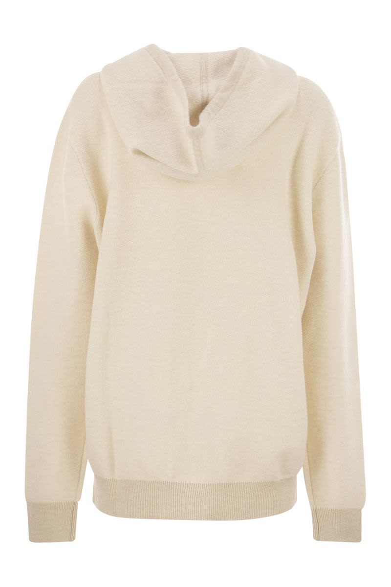 PESERICO Luxurious Wool and Cashmere Blend Hooded Jumper - Size 40L