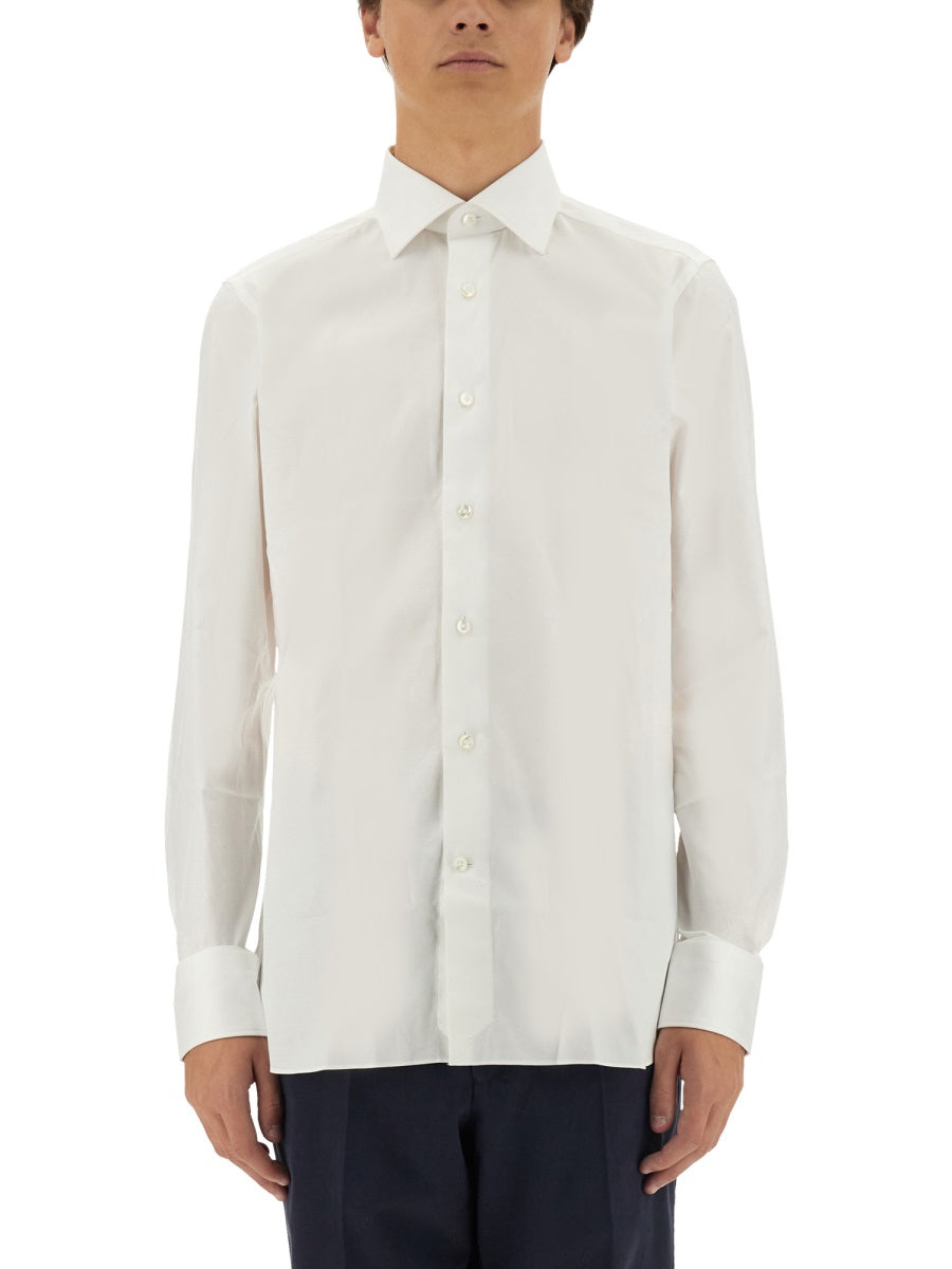 ZEGNA Men's Stretch Cotton Shirt - Size 39