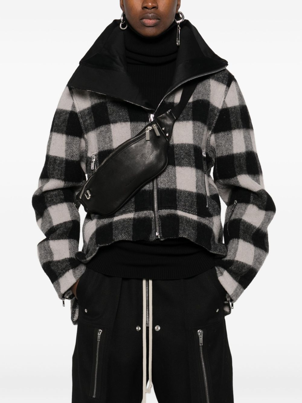 RICK OWENS Mini Leather Bumbag with Double Zip Fastening