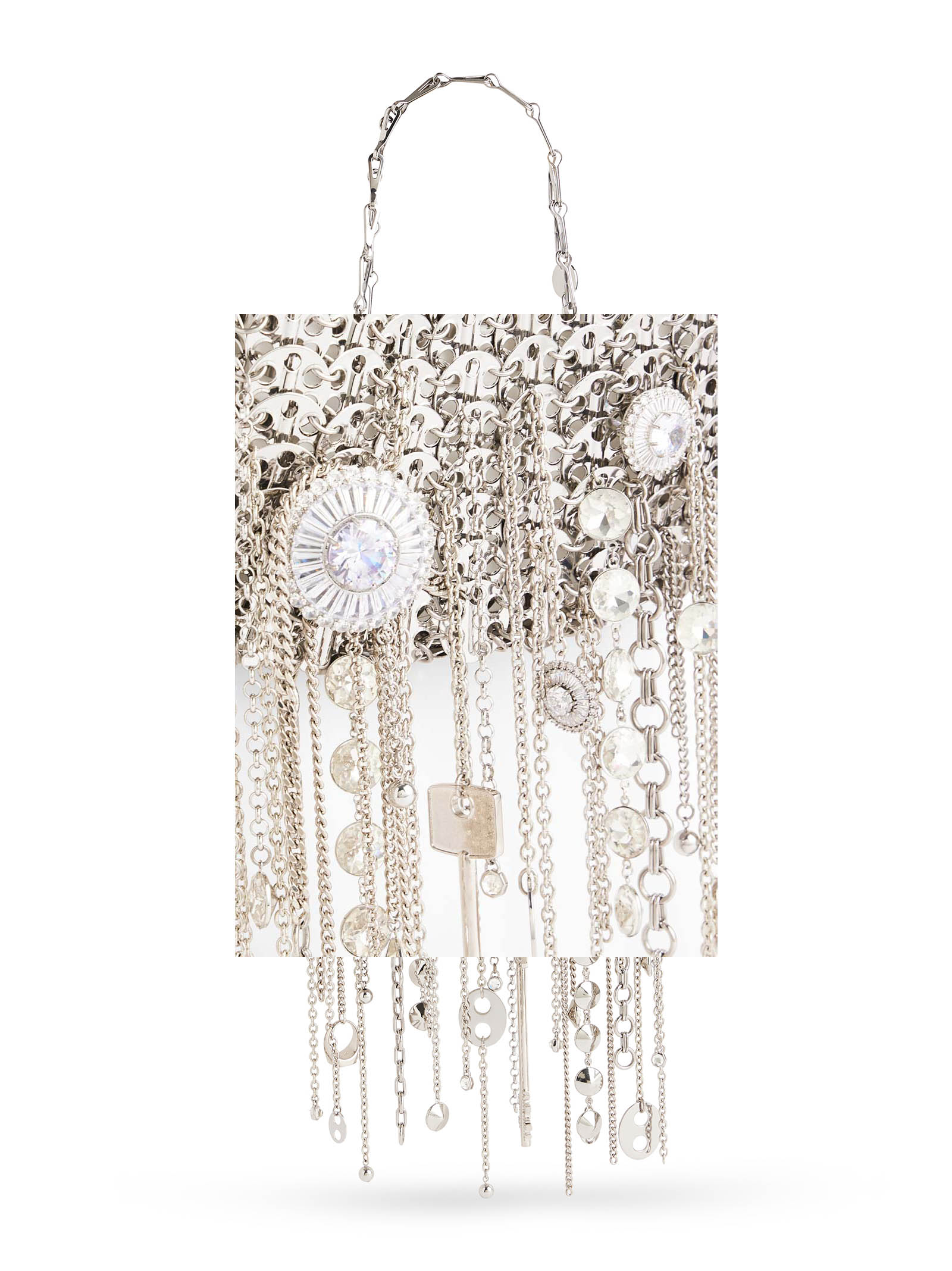 RABANNE Mini Handbag with Metallic Discs and Jewel Accents