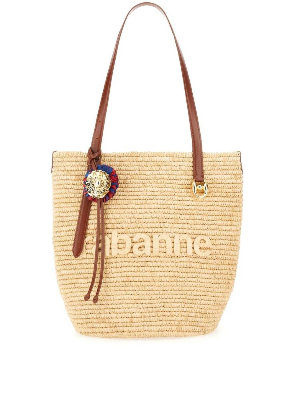 RABANNE Chic Raffia and Calfskin Handbag