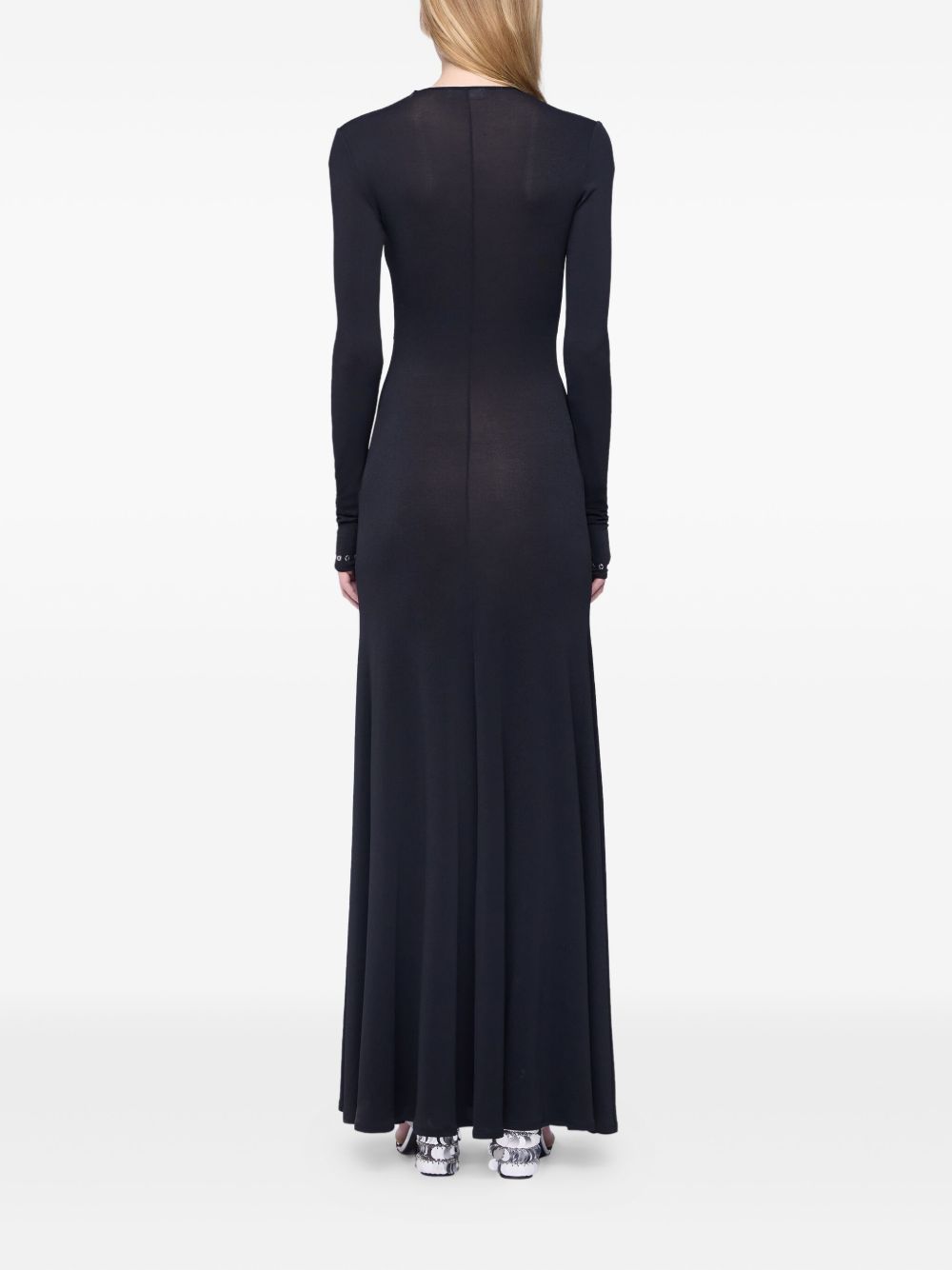 RABANNE Long Second-Skin Dress with Cut-Outs and Eyelets