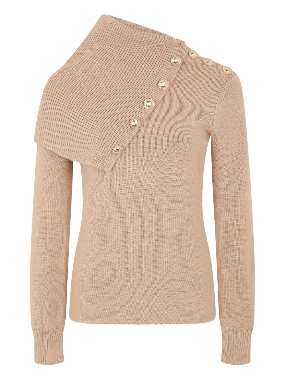 RABANNE Oversized Turtleneck Sweater with Gold Buttons