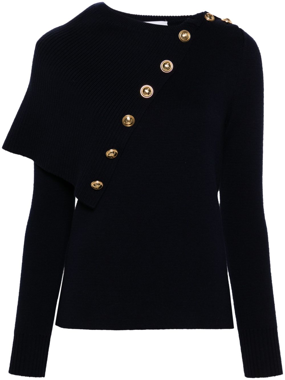 RABANNE Elegant Turtleneck Sweater with Gold Embossed Buttons - Women’s Size M