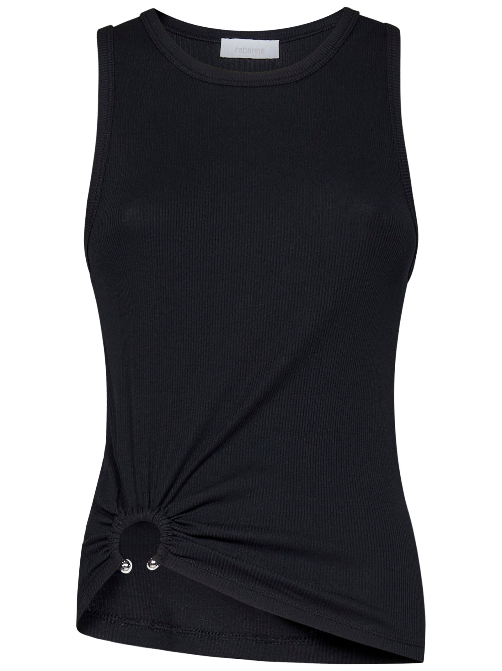 RABANNE Ribbed Tank Top with Metal Piercing Detail - Size 42 IT