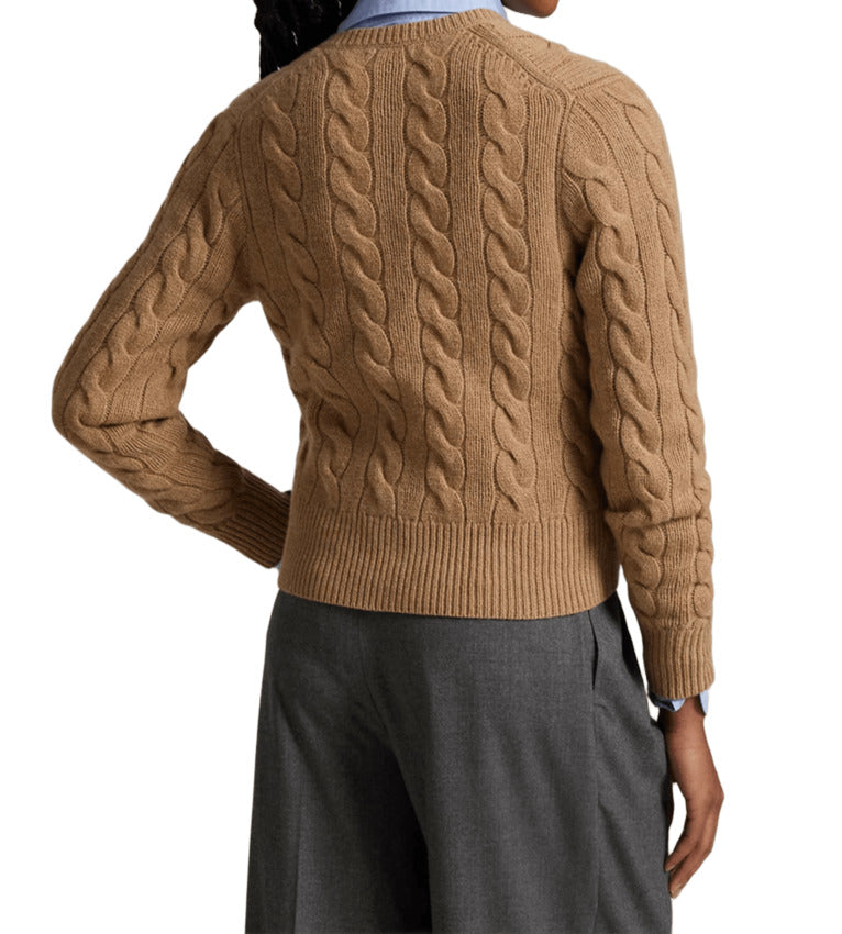 RALPH LAUREN Button-Up Women's Cardigan with Cable Knit Design