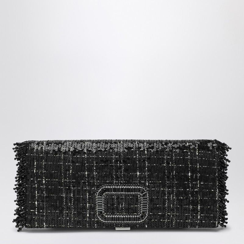ROGER VIVIER Mini Pilgrim Clutch Handbag with Sequined Details