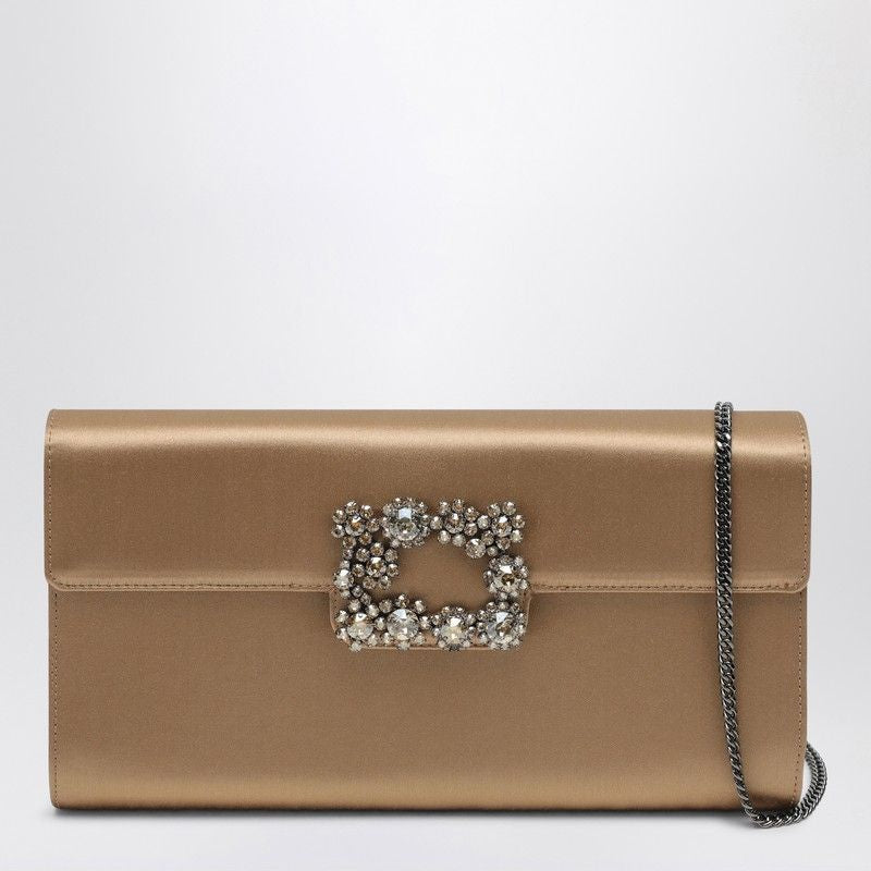 ROGER VIVIER Mini Satin Efflorescence Clutch Handbag with Jewel Buckle