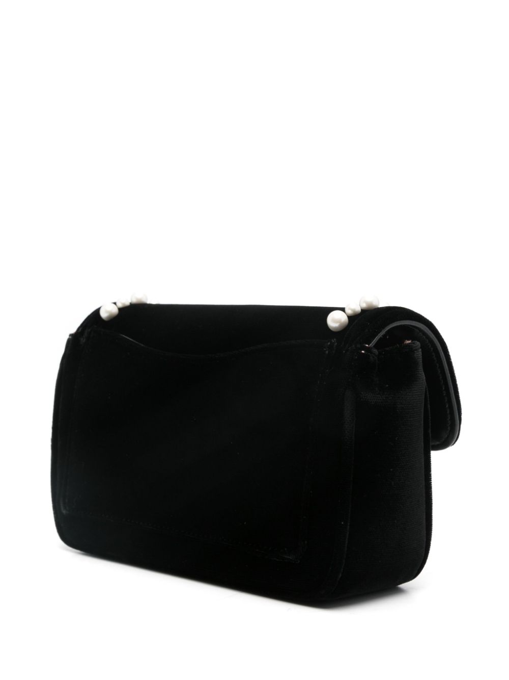 ROGER VIVIER Mini Velvet Foldover Clutch with Crystal and Pearl Embellishments