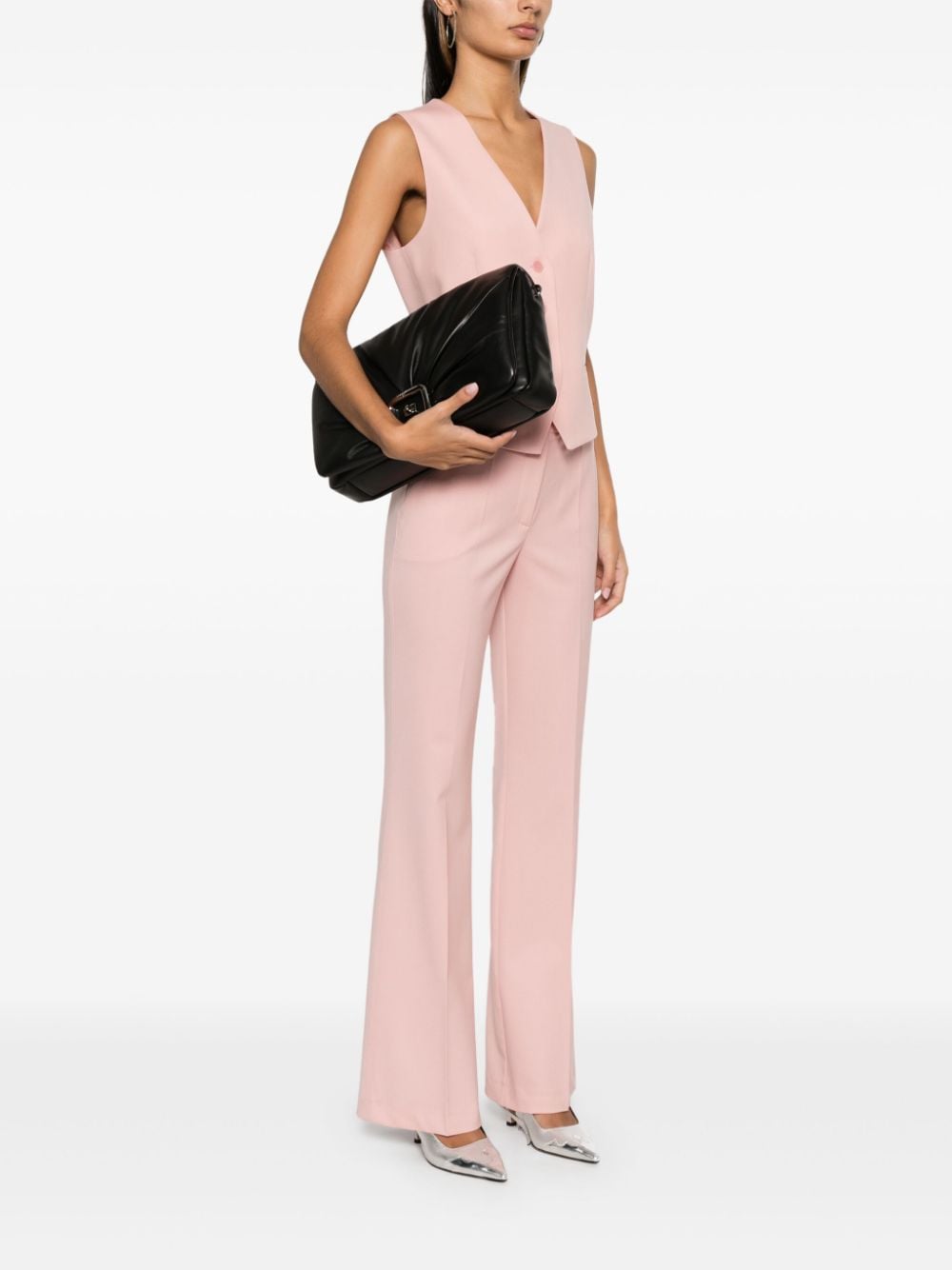 ROGER VIVIER Smooth Grain Foldover Top Clutch with Detachable Strap