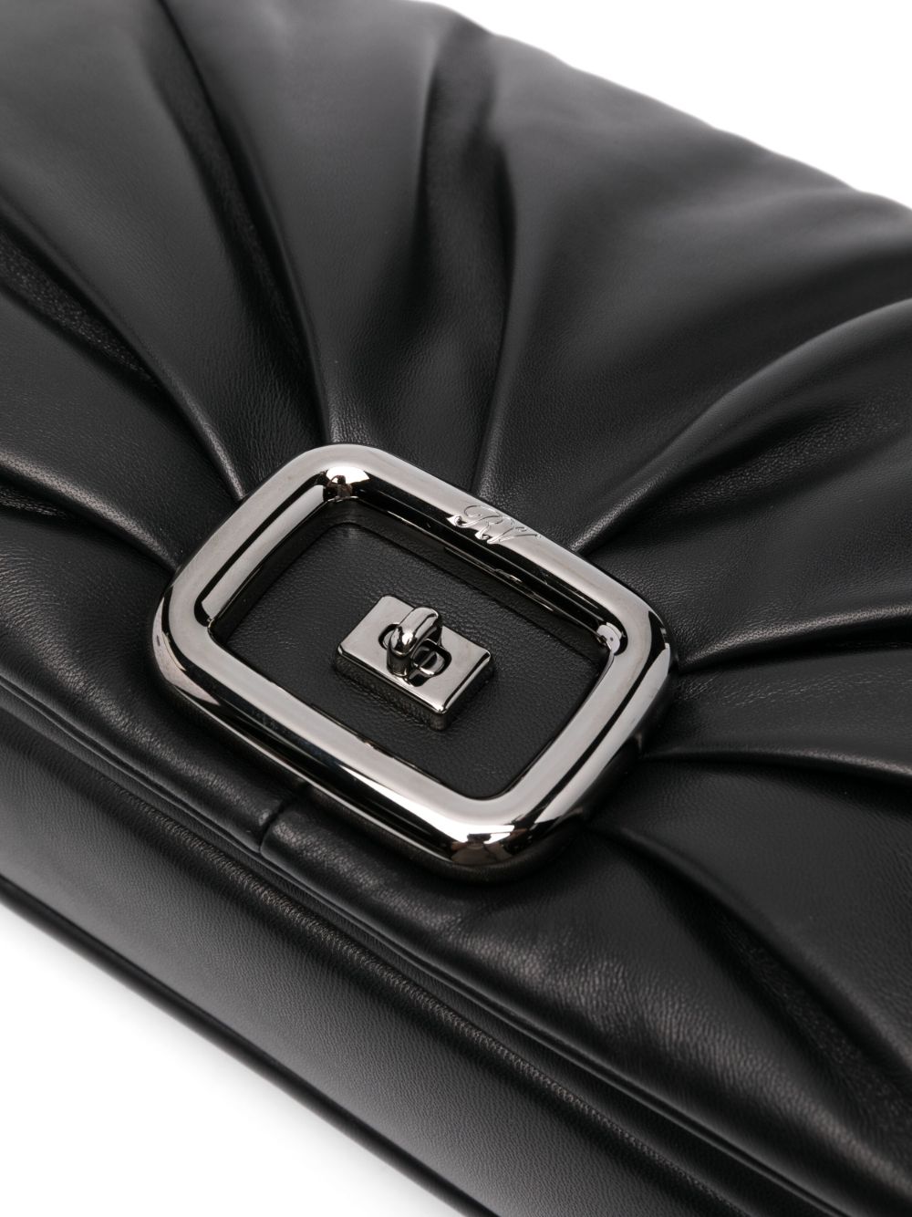 ROGER VIVIER Smooth Grain Foldover Top Clutch with Detachable Strap