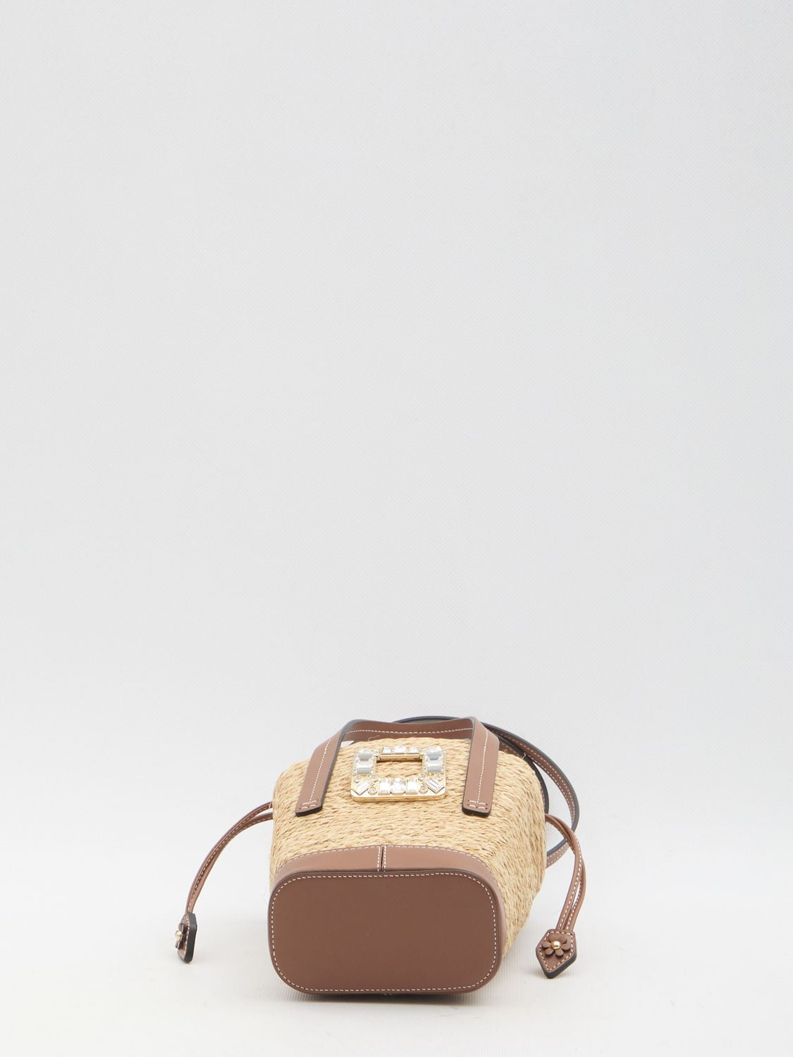 ROGER VIVIER Mini Bucket Handbag with Crystal-Embellished Buckle - Dimensions: 17x15x6.5cm