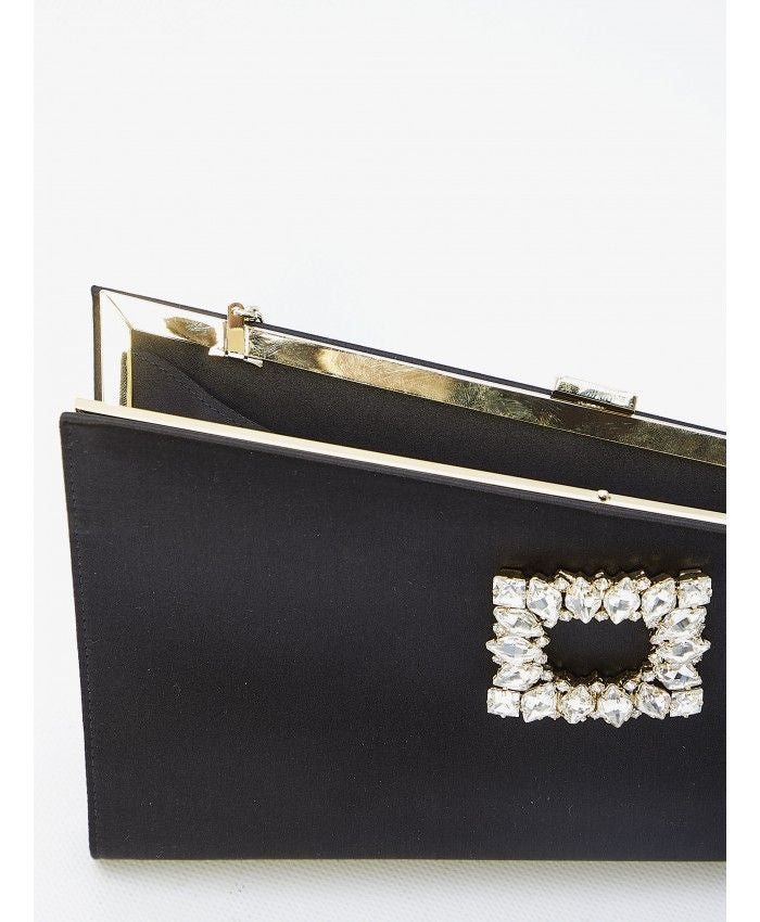 ROGER VIVIER Mini Asymmetrical Clutch with Crystal Buckle - 26.5x15x2cm