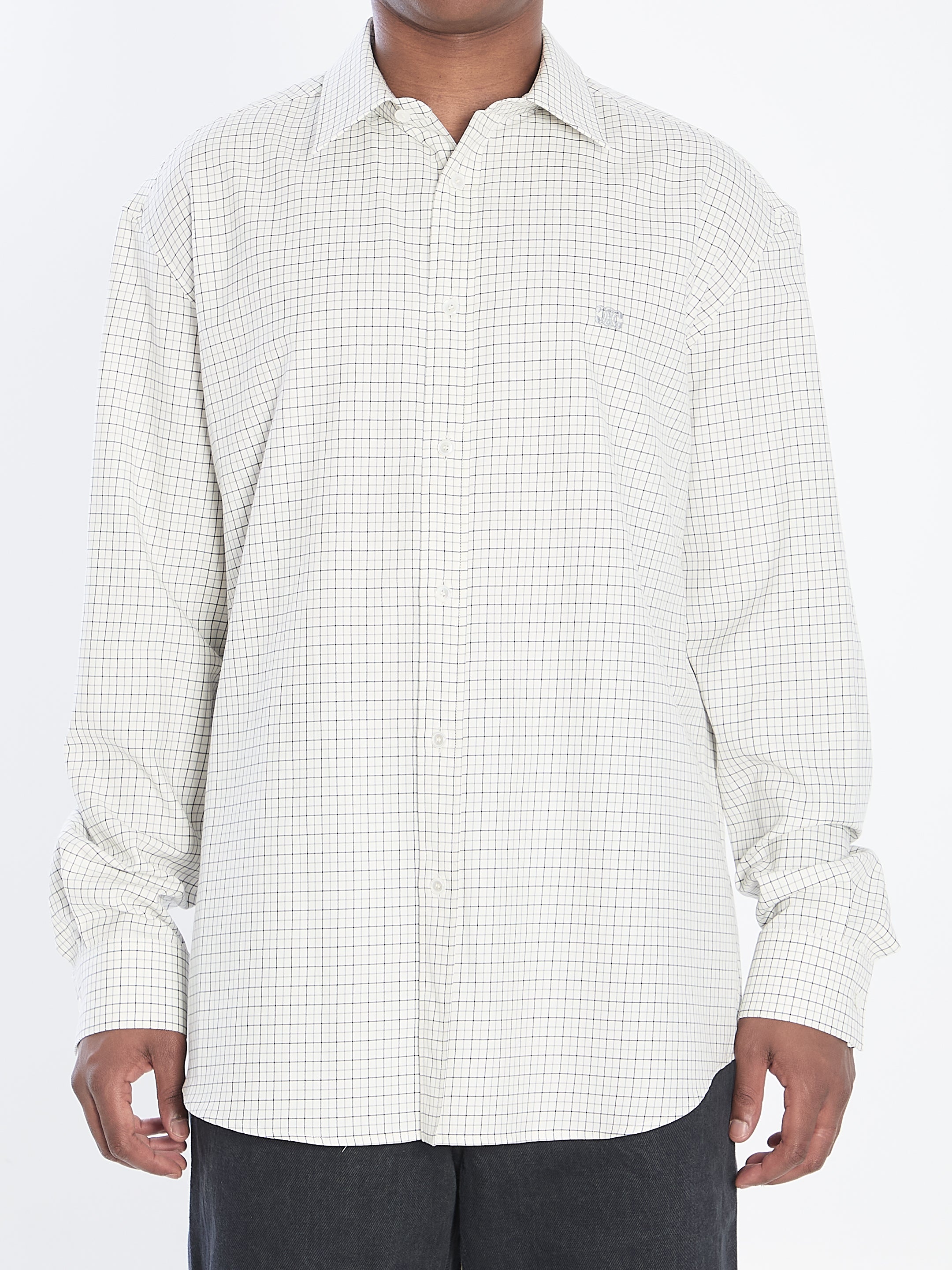 CELINE Checkered Design Cotton Shirt for Men - Size 41