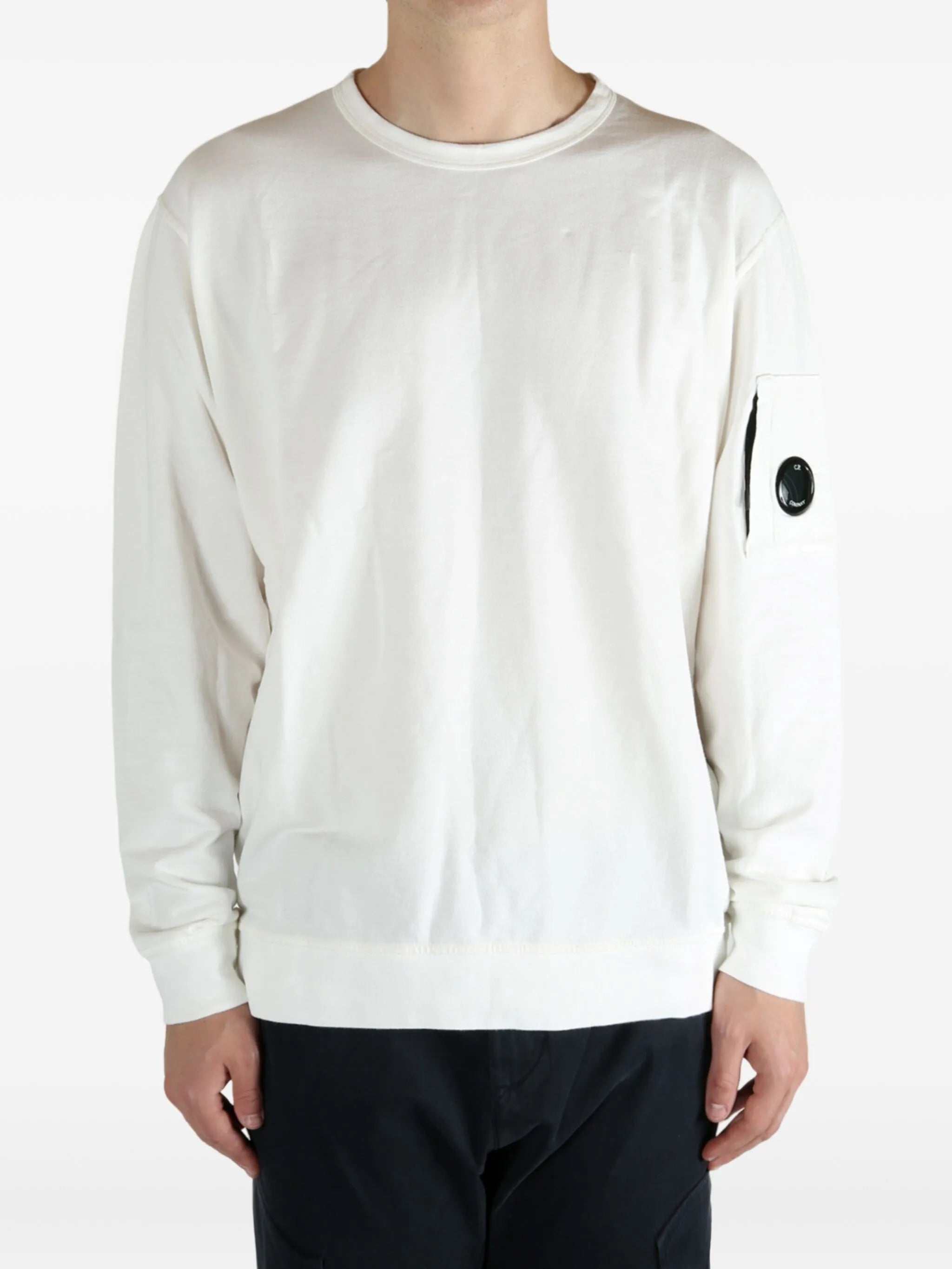 C.P.COMPANY Light Fleece Crewneck Sweatshirt with Zip Pocket and Lens - FW25
