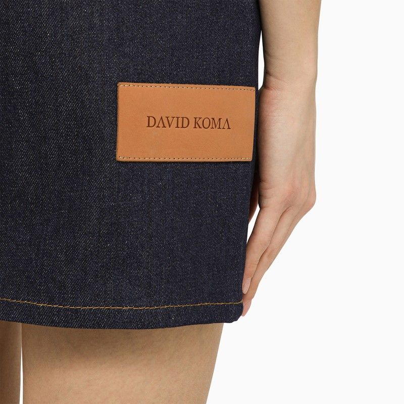 DAVID KOMA Stylish Denim Mini Dress with Decorative Mirrors