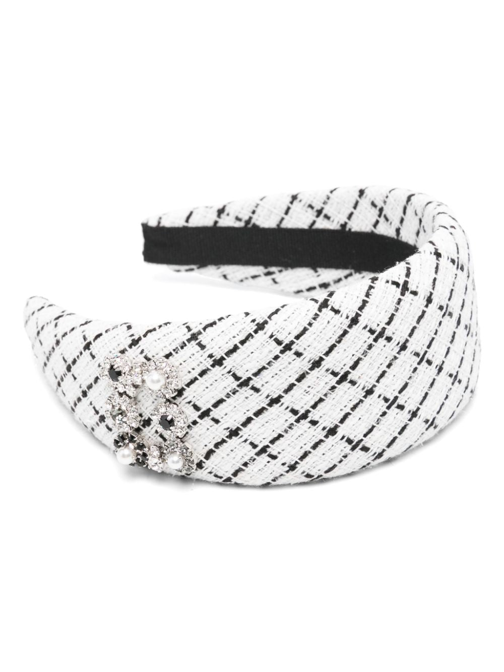 ROGER VIVIER Strass Pearl Headband with Decorative Crystal Buckle
