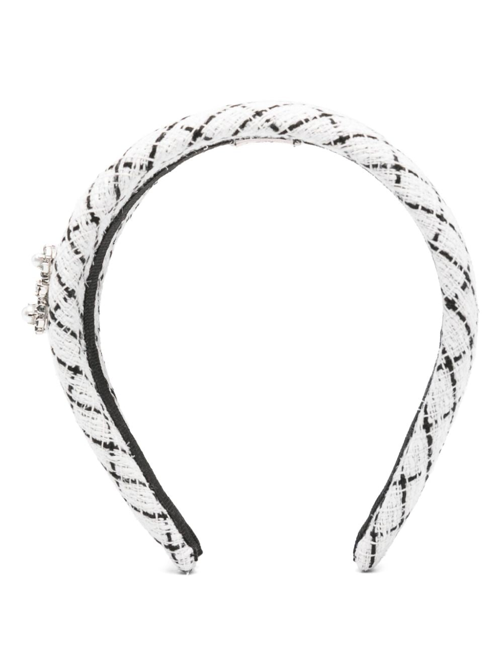 ROGER VIVIER Strass Pearl Headband with Decorative Crystal Buckle