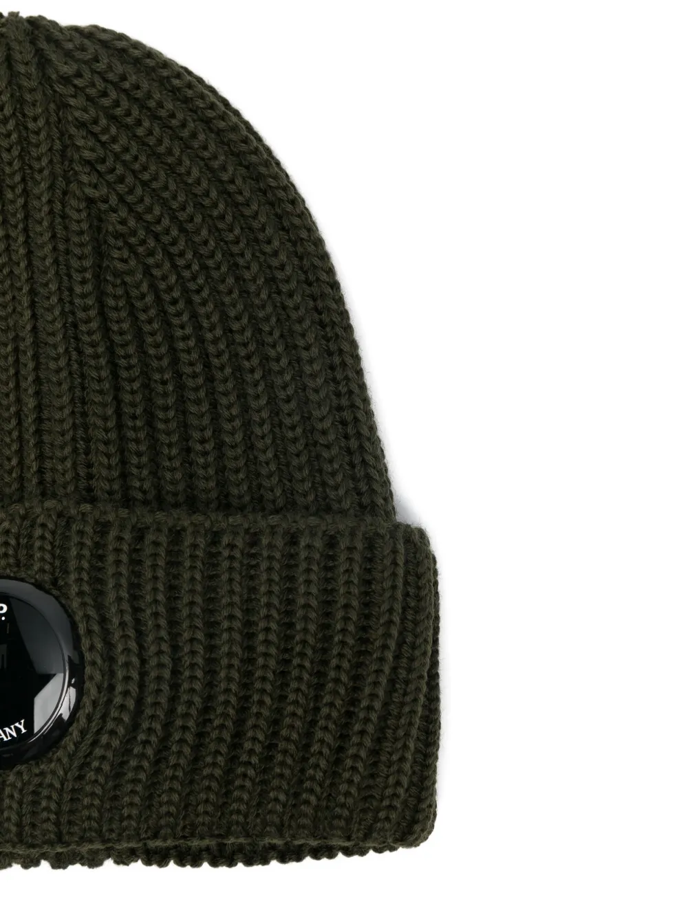 C.P.COMPANY Medium-Thick Knit Wool Cap with Lens Detail