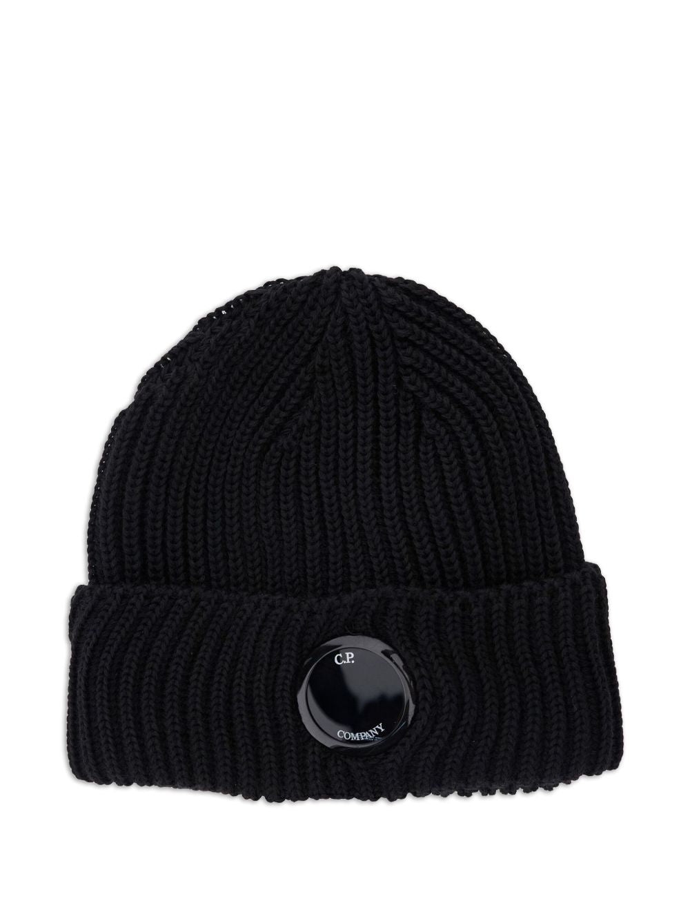 C.P.COMPANY Knit Wool Beanie with Lens Detail