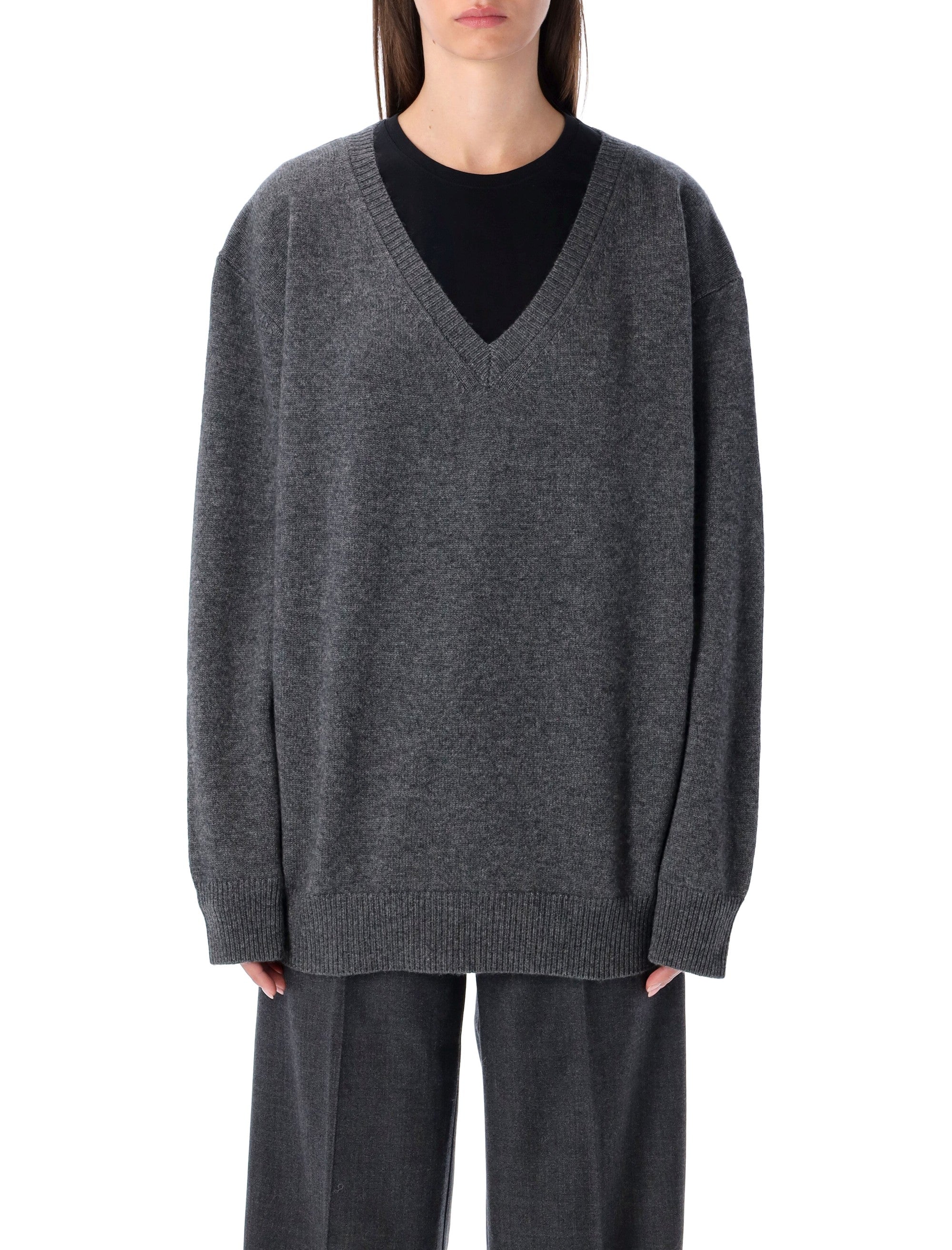 RHEA Oversized V-Neck Cashmere Blend Sweater