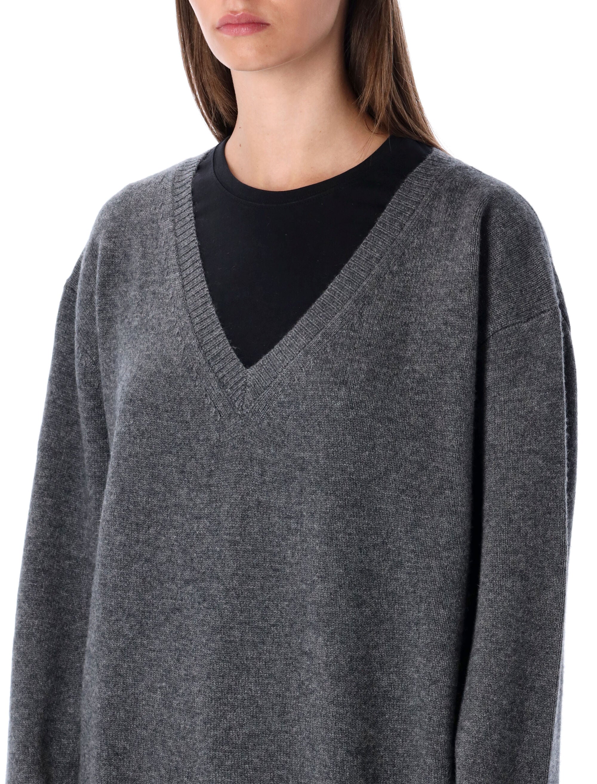 RHEA Oversized V-Neck Cashmere Blend Sweater