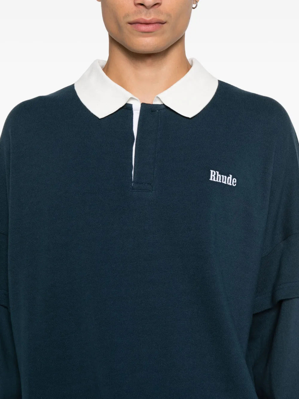 RHUDE Layered Pique Polo with Long Sleeves