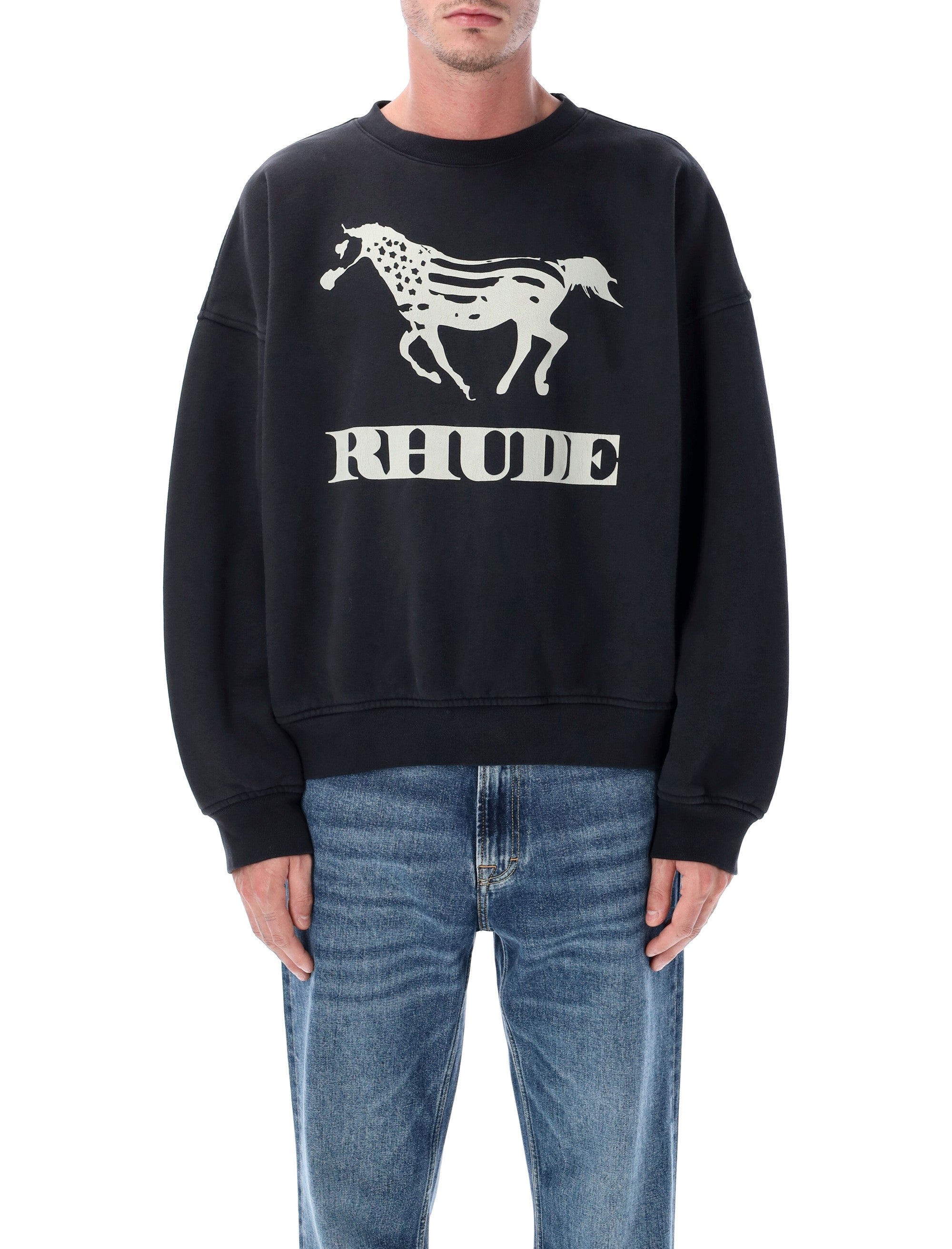 RHUDE Oversized Cotton Crewneck Sweatshirt - Size L