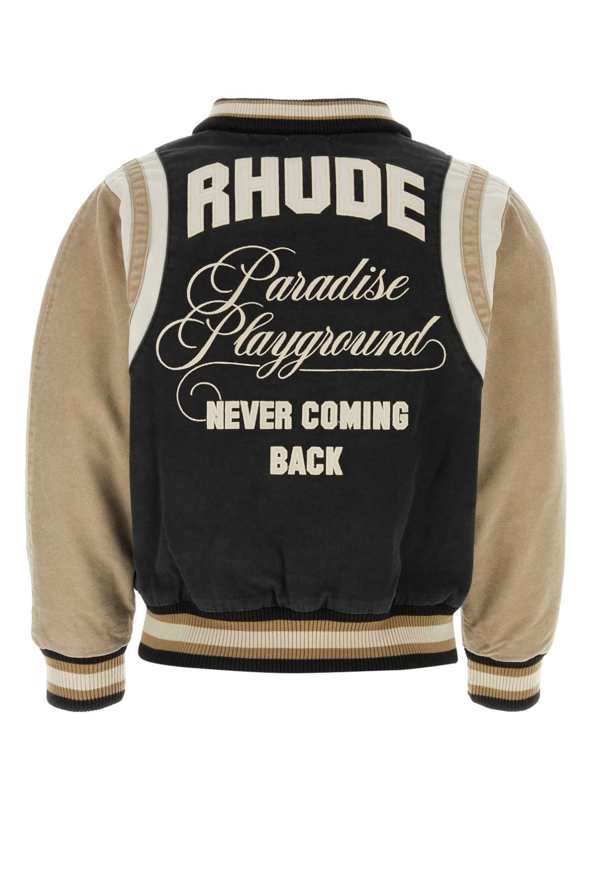 RHUDE Men's Canvas Bomber Jacket - Multi-Pattern Design