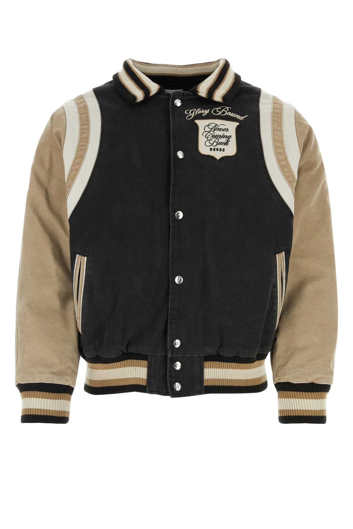 RHUDE Men's Canvas Bomber Jacket - Multi-Pattern Design