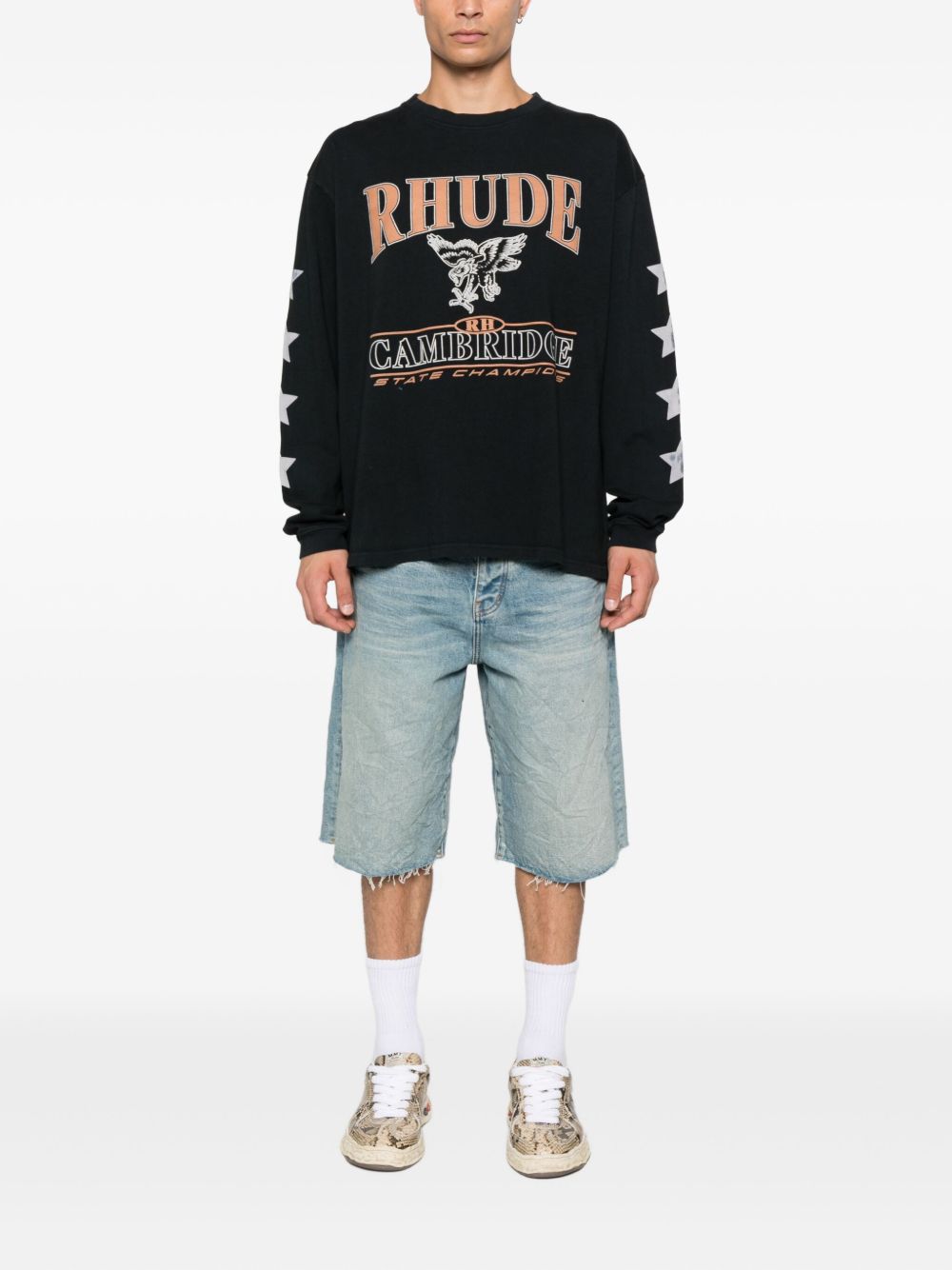 RHUDE Cambridge State Champs Long Sleeve Crew Neck T-Shirt