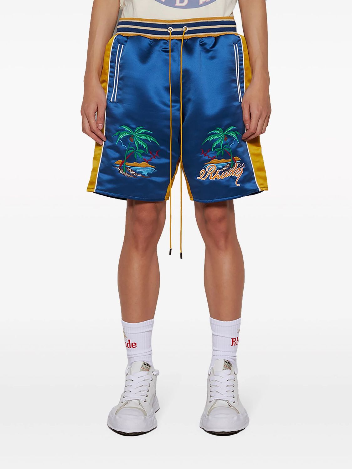 RHUDE Embroidered Eagle Motif Bermuda Shorts for Men