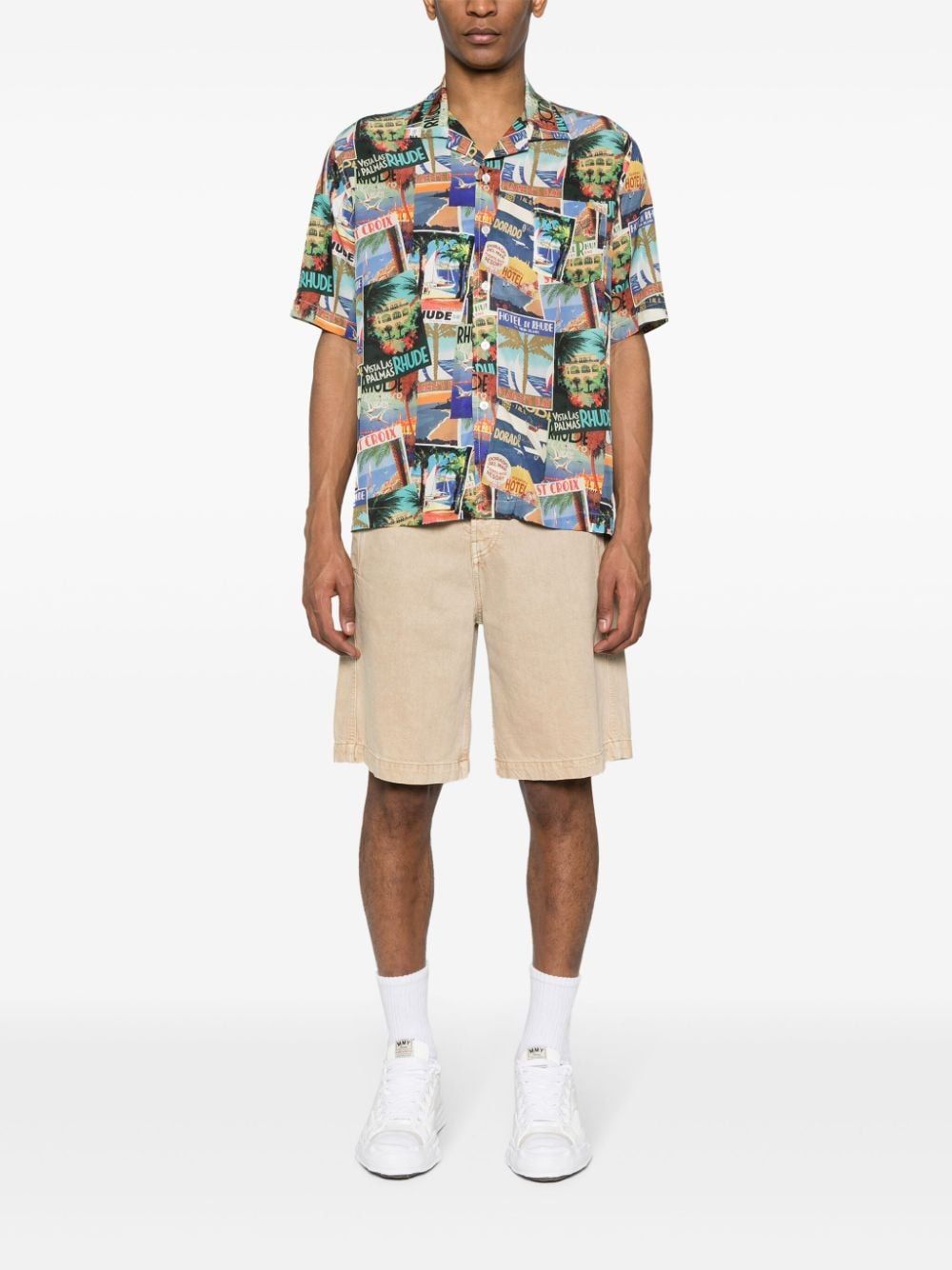 RHUDE Postcard Mini Silk Shirt for Men