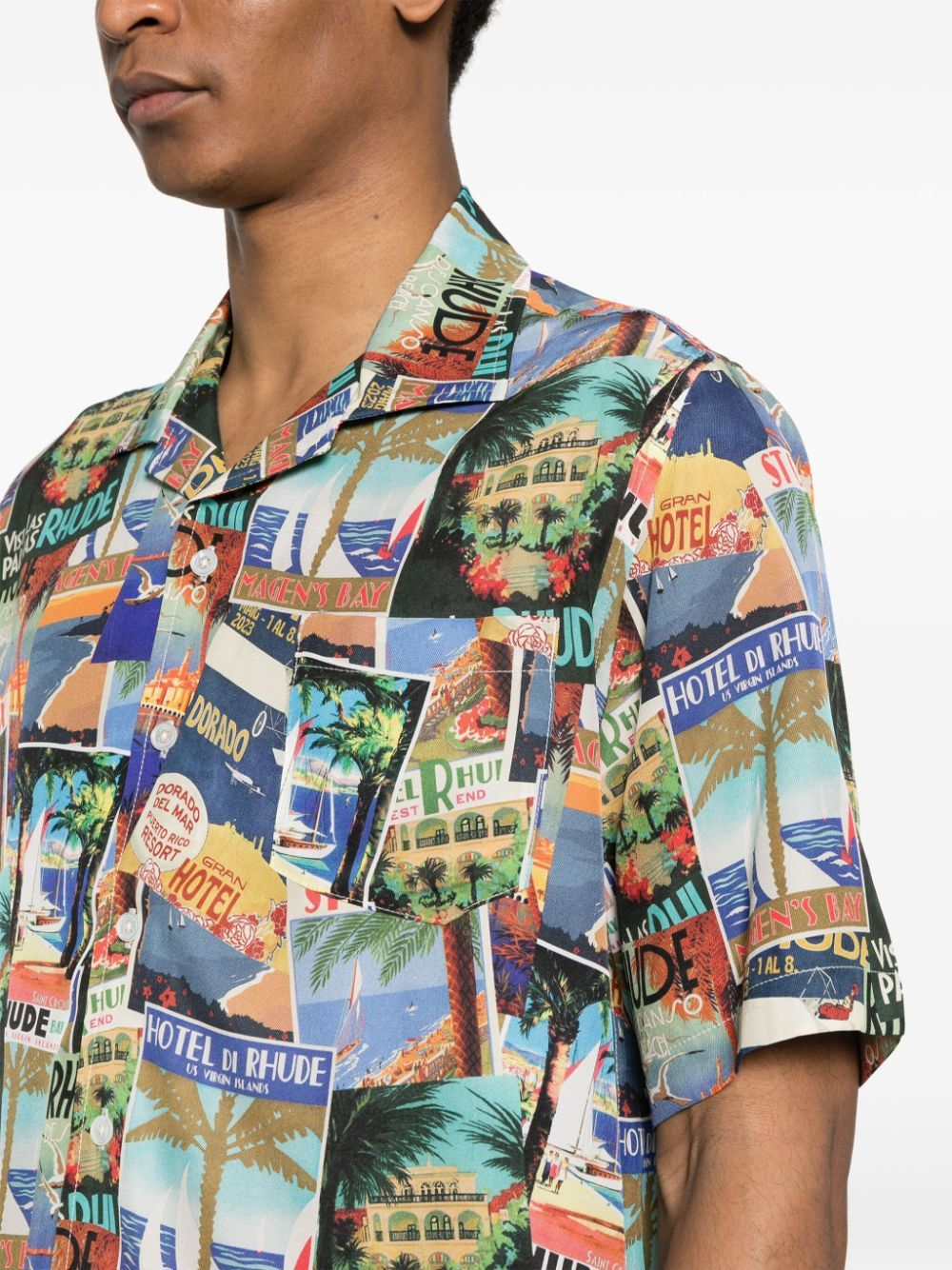 RHUDE Postcard Mini Silk Shirt for Men