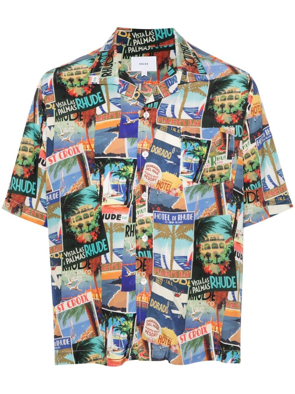 RHUDE Postcard Mini Silk Shirt for Men