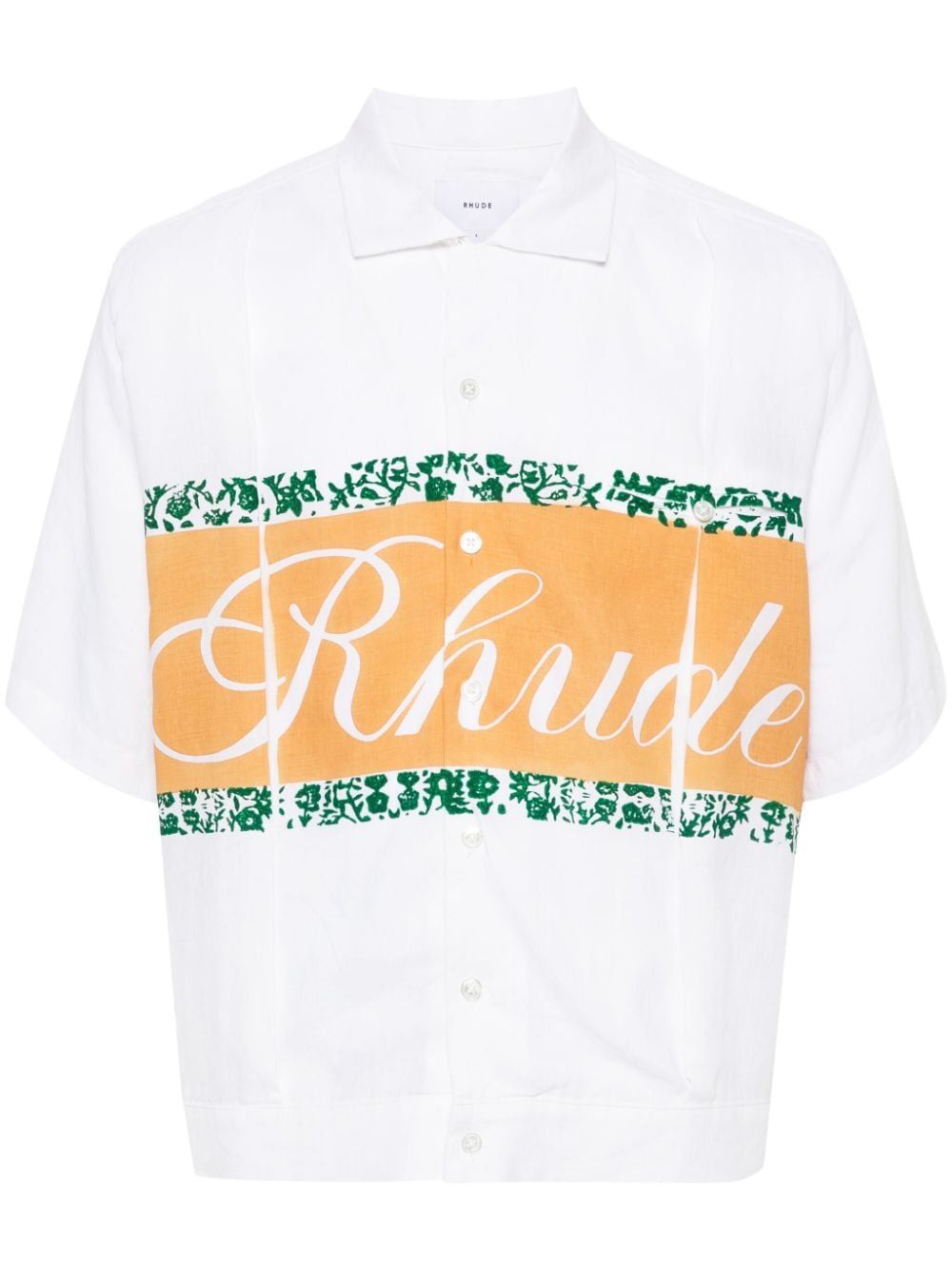 RHUDE Linen Cuban Button-Up Shirt - Mini Style