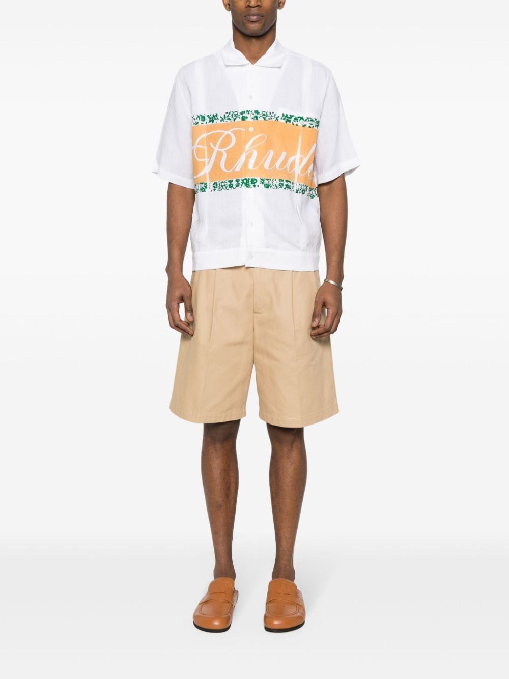 RHUDE Linen Cuban Button-Up Shirt - Mini Style