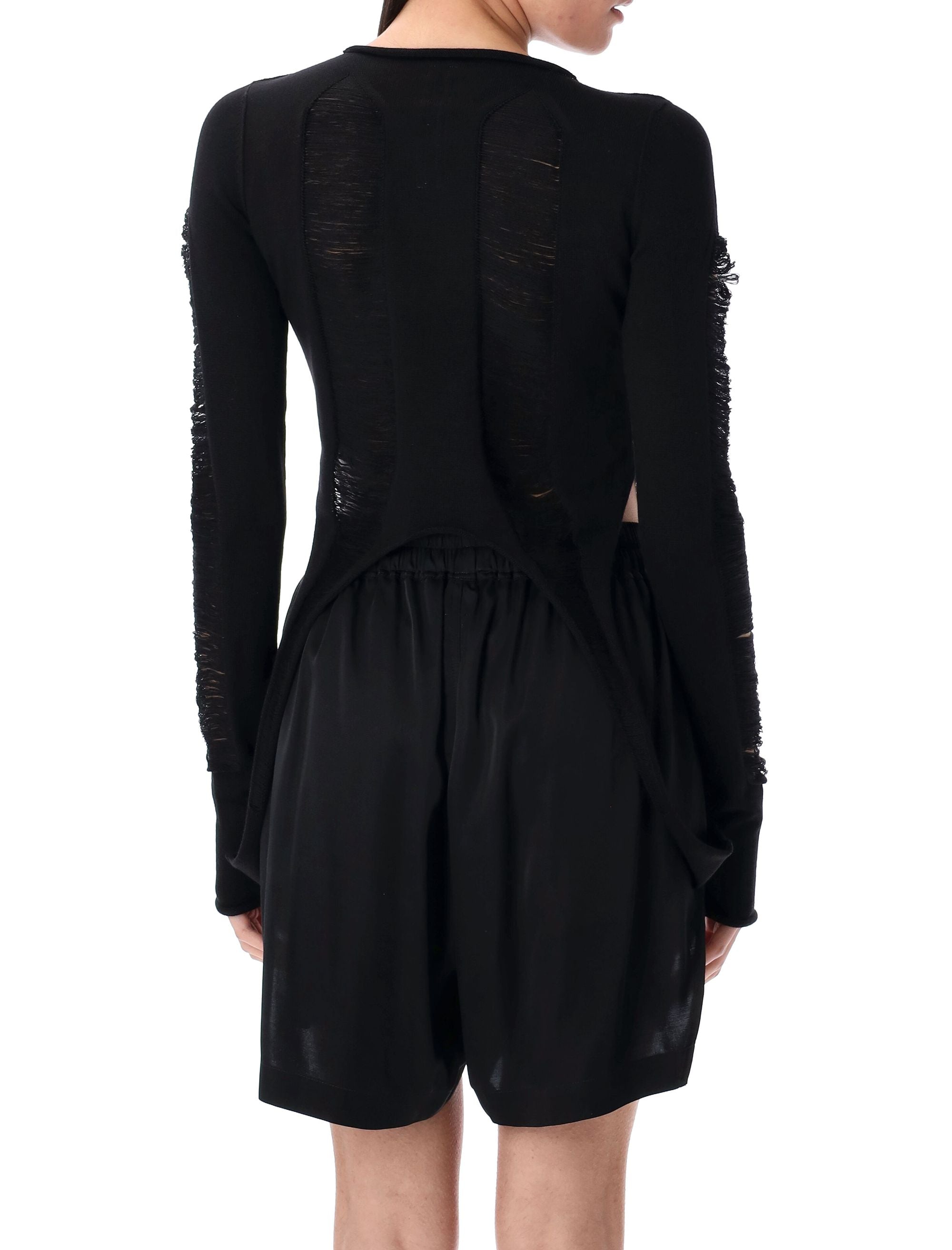 RICK OWENS Shredded Design Boat Neck Top - Women's