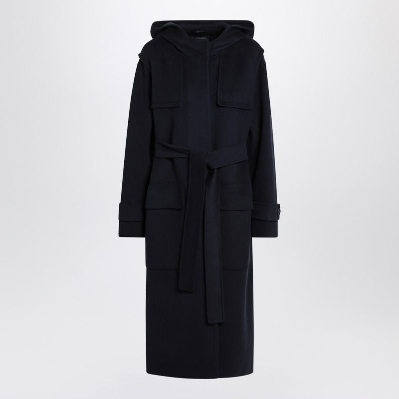 S MAX MARA Oversized Hooded Jacket with Matching Double Belt