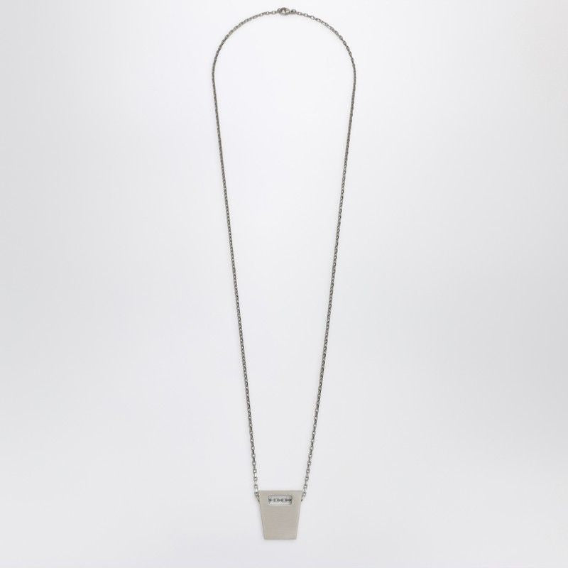 RICK OWENS Brushed Palladium Men's Geometric Pendant Necklace