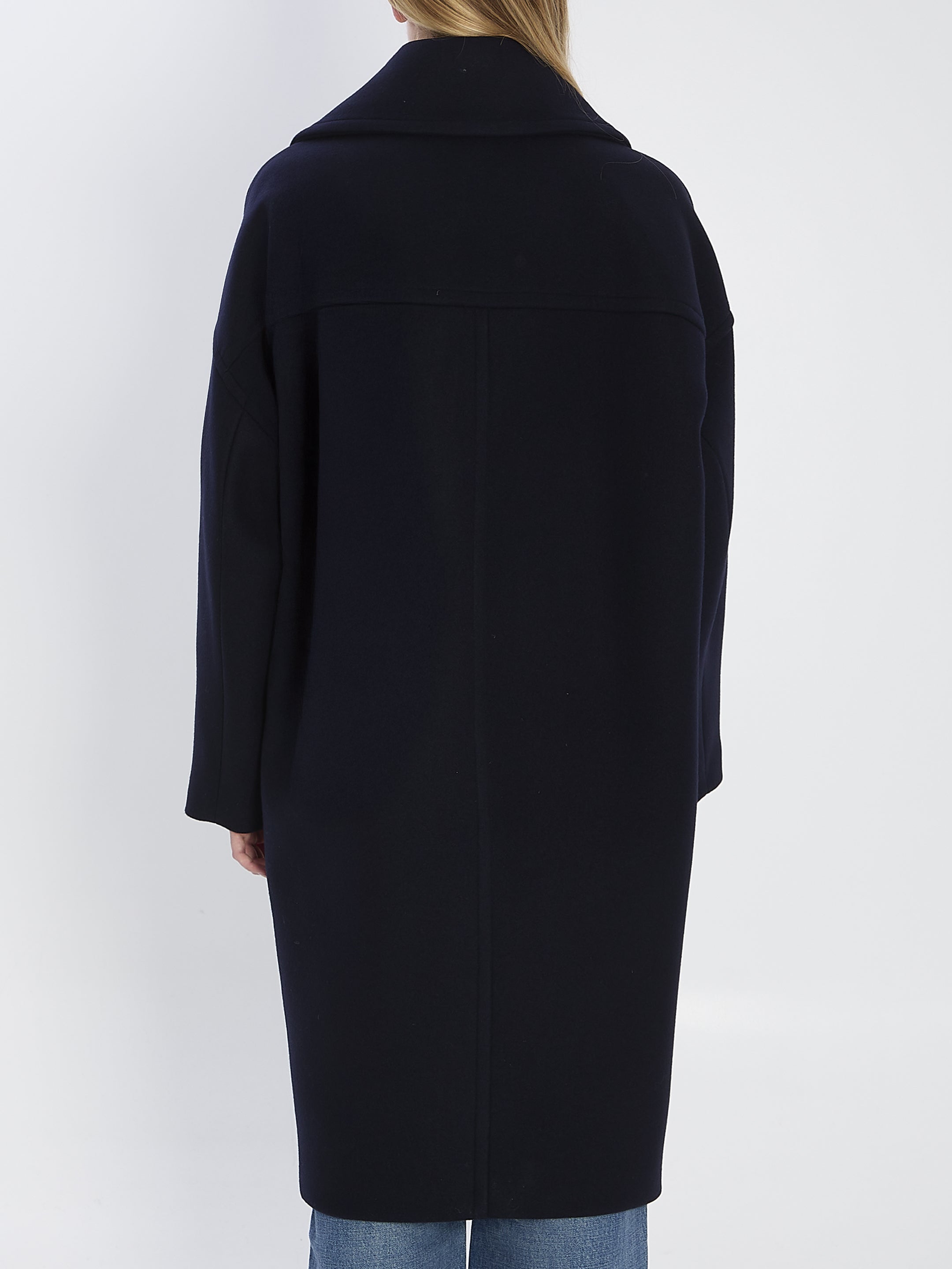 CELINE Double-Breasted Wool Peacoat with Notch Lapel