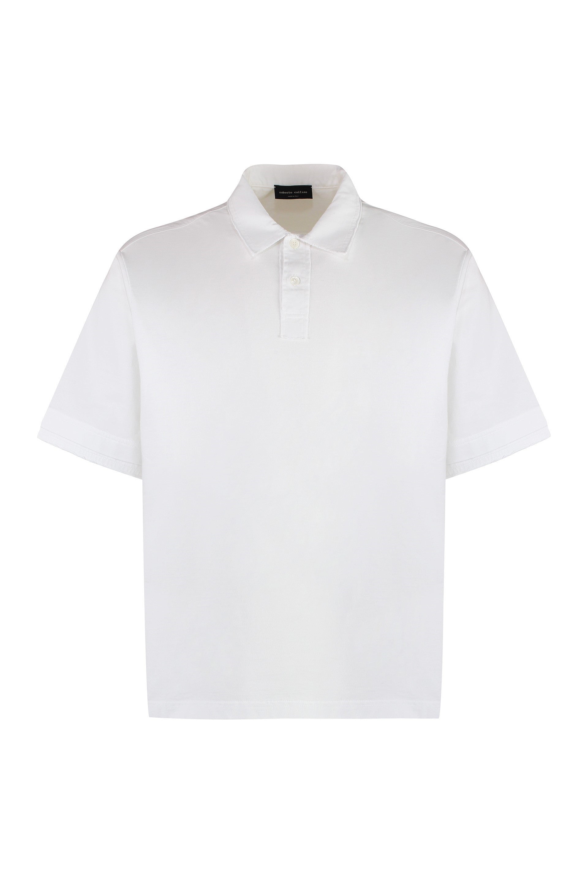 ROBERTO COLLINA Men's Short Sleeve Cotton Polo Shirt with Side Slits